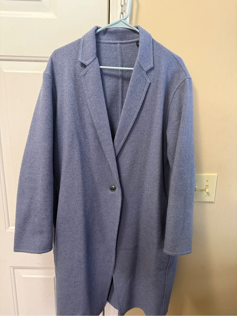 Uniqlo Long Single-Button Trench Coat in Dusty Blue